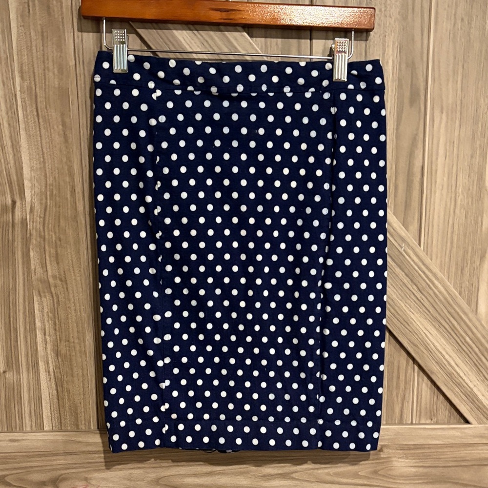 Pixley Navy and White Polka Dot Pencil Skirt